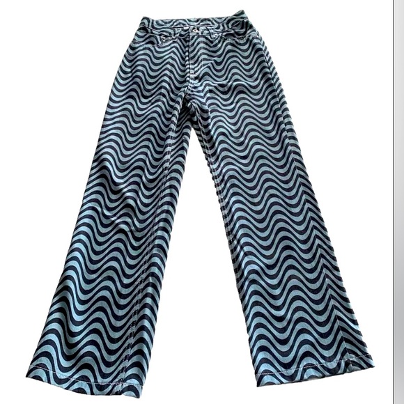 NWT Psychedelic Black & Blue Ragged Jeans Urban Outfitters Size 26 - Picture 1 of 15